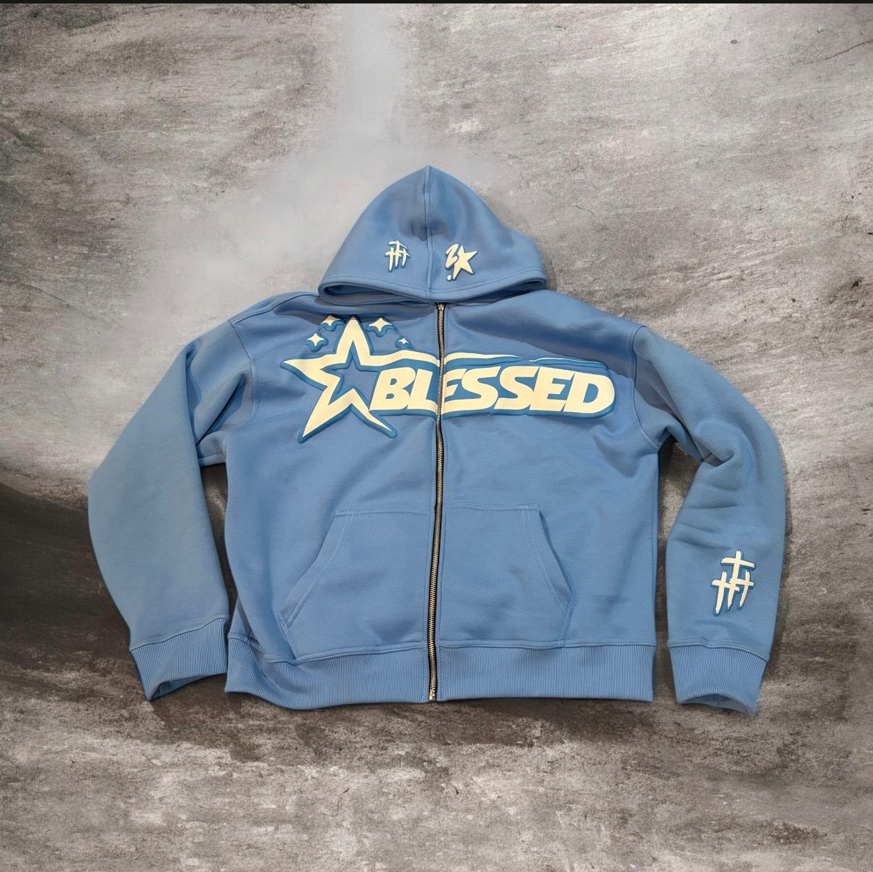 King of Kings Light Blue Zip UPs Hoodie