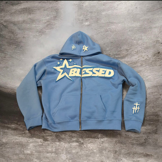 King of Kings Light Blue Zip UPs Hoodie