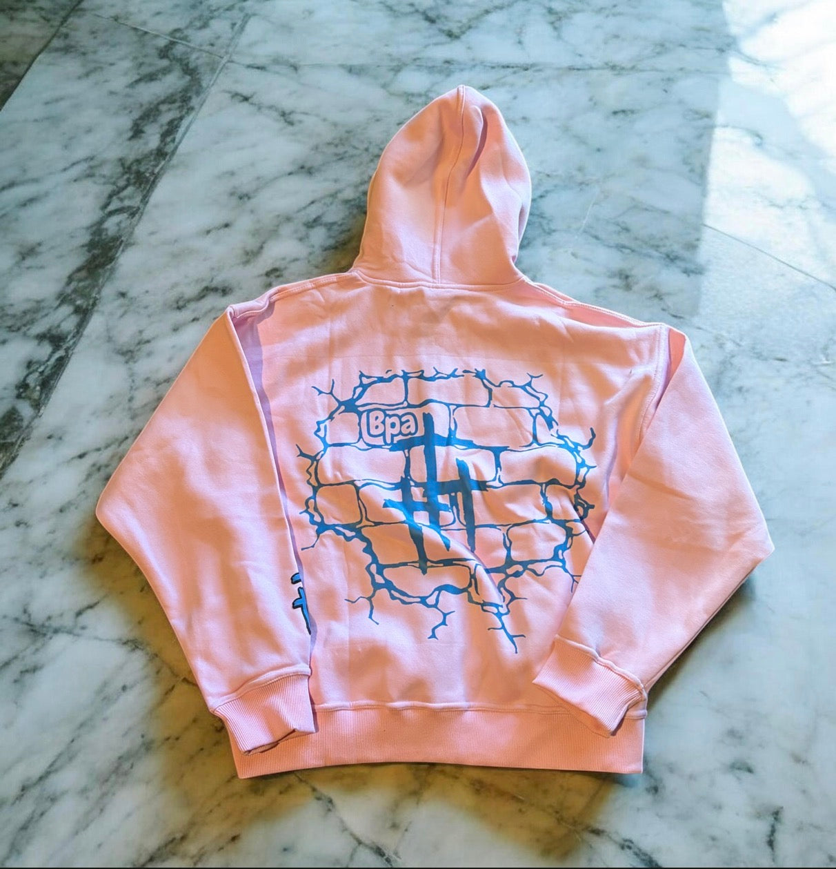 King Of Kings Light Pink and Blue Zip Up Hoodie