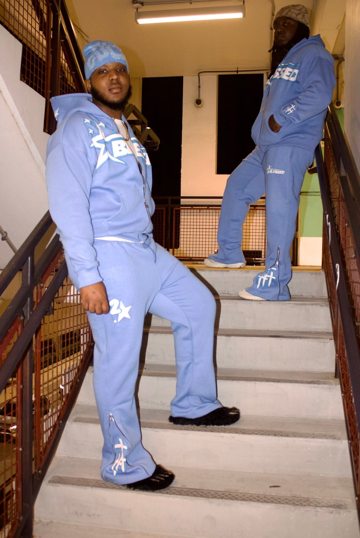 Light Blue King Of Kings { Oversized Zip UPS Pants}