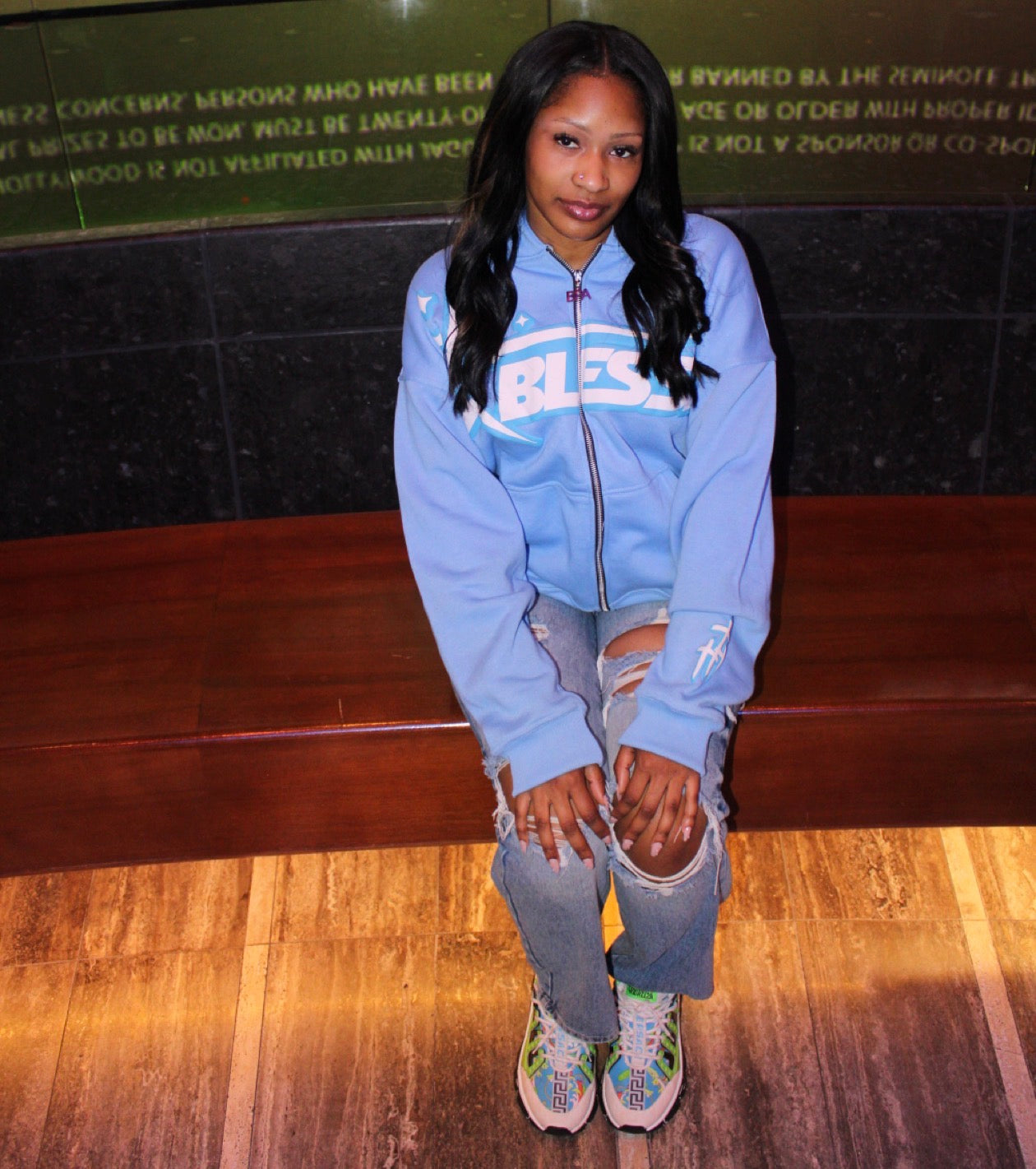 King of Kings Light Blue Zip UPs Hoodie