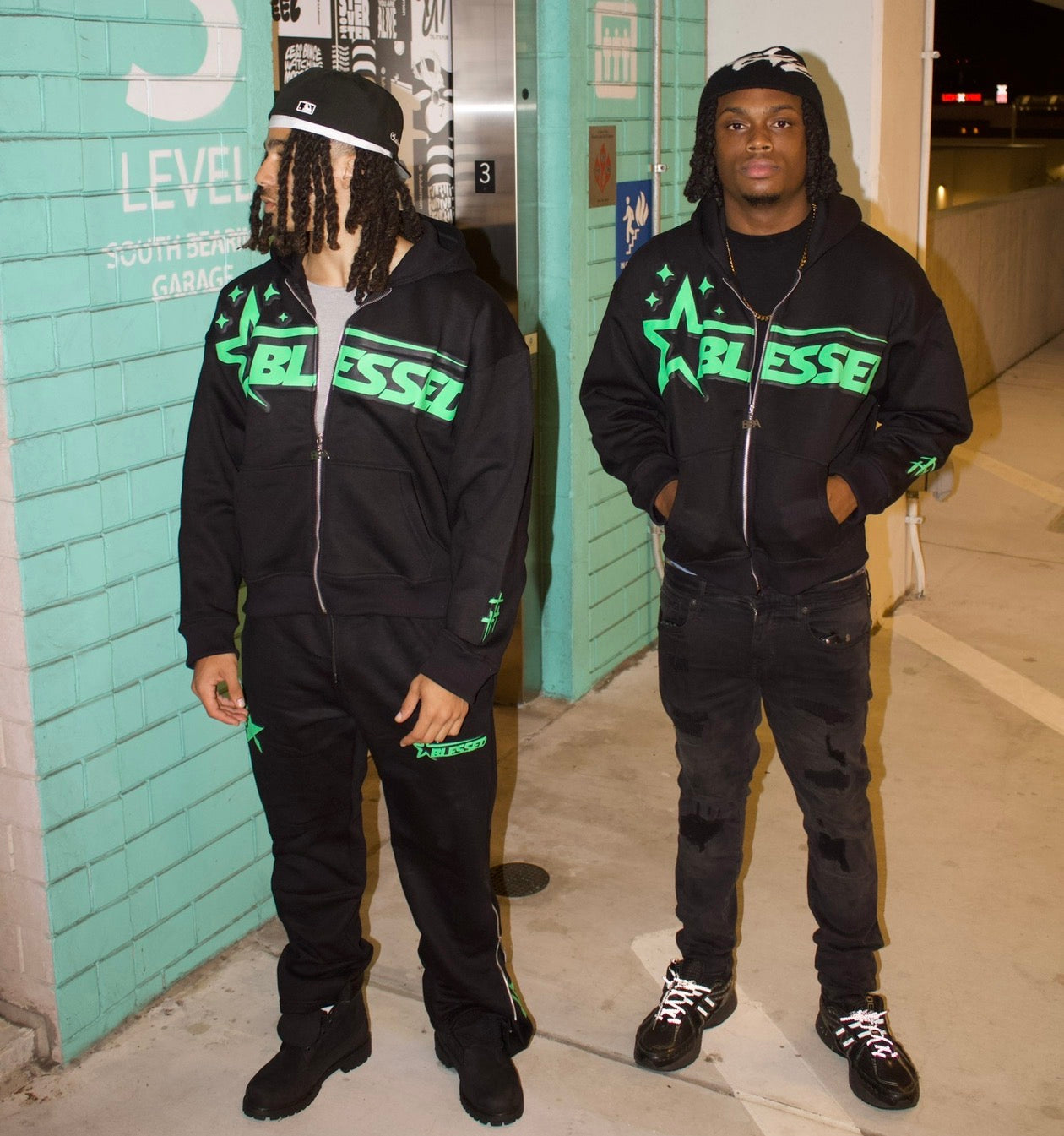 Black And Green King Of Kings Zip Ups Hoodie