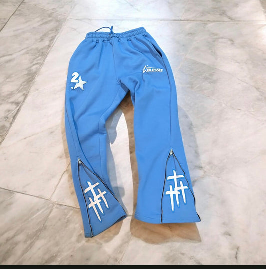 Light Blue King Of Kings { Oversized Zip UPS Pants}